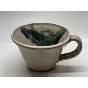 Vintage HANDMADE 1995 Signed  Art Pottery Stoneware Coffee  big Mug Cup